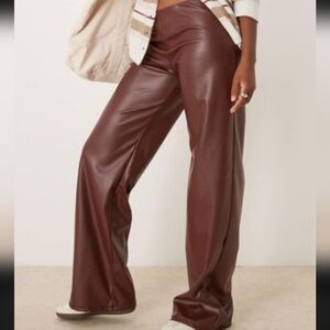 EUC 4th + Reckless Brown Faux Leather Size XL Wide Leg Pants!